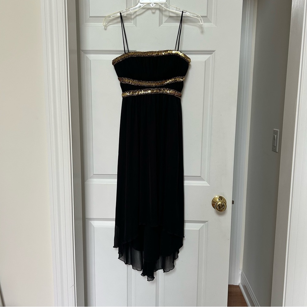 City Triangles Black and Gold Asymmetrical Sundress